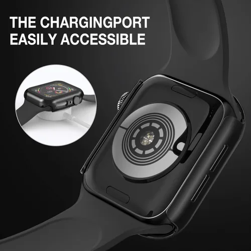 Miniatura 3 de Funda compatible con Apple Watch de 1 37⁄64 pulgadas (40 mm), serie 6/5/4/SE, con protector de pantalla de vidrio templado integrado, carcasa Negro