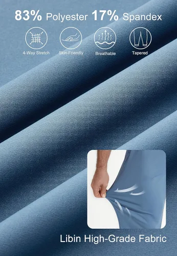 Miniatura 4 de Libin Pantalones deportivos de golf elásticos en 4 direcciones con bolsillos, pantalones de vestir ajustados para trabajo, pantalones deportivos