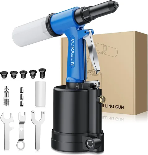 Miniatura 10 de Pistola remachadora neumática Air Riveter 3/32", 1/8", 5/32", 3/16" para industrias automotrices, construcción, mantenimiento de metales. Presión