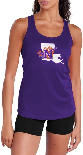 Miniatura 317 de Camiseta deportiva sin mangas oficial de NCAA Collegiate para mujer, con espalda cruzada, colección con logotipo primario