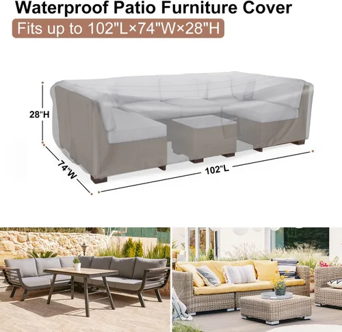 Miniatura 2 de Fundas para Muebles de Patio, Funda para Muebles de Exterior de Servicio Pesado Impermeable, Fundas para Juego de Sofá Seccional Funda para Juego
