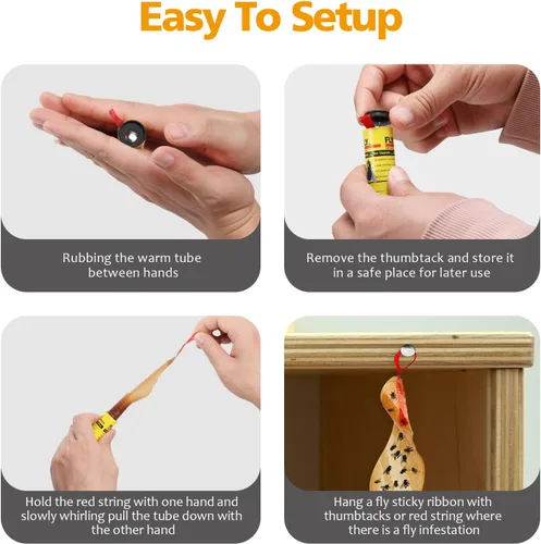 Miniatura 3 de Trampas para moscas para interiores y exteriores, tiras de papel para colgar adhesivas, tiras de moscas de la fruta, cinta para atrapar moscas