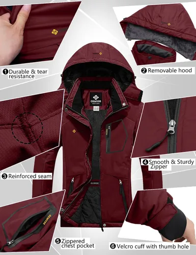 Miniatura 6 de GEMYSE - Chaqueta de esquí y nieve para mujer diseño impermeable y resistente al viento para invierno