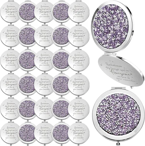 Miniatura 20 de Roowest 10 piezas de espejo compacto de regalos para mujeres, Sometimes You Forget Your Awesome Bulk Apreciation Party Favores para empleados, Oro