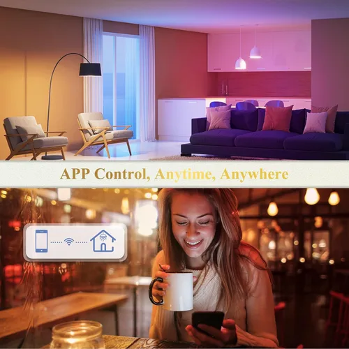 Miniatura 8 de DiCUNO Bombillas inteligentes, bombilla cambiante a todo color, compatible con Alexa, Google Assistant, no requiere concentrador, RGBCW multicolor