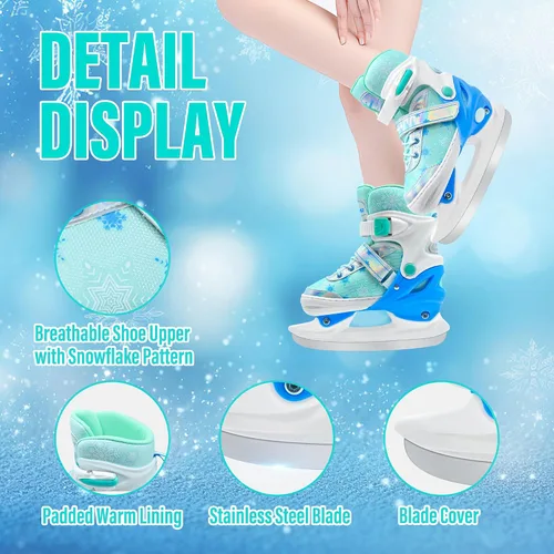 Miniatura 2 de Patines de hielo ajustables para niños y niñas, cómodos, cuchillas suaves, zapatos de patinaje sobre hielo para pista de hockey sobre hielo al aire