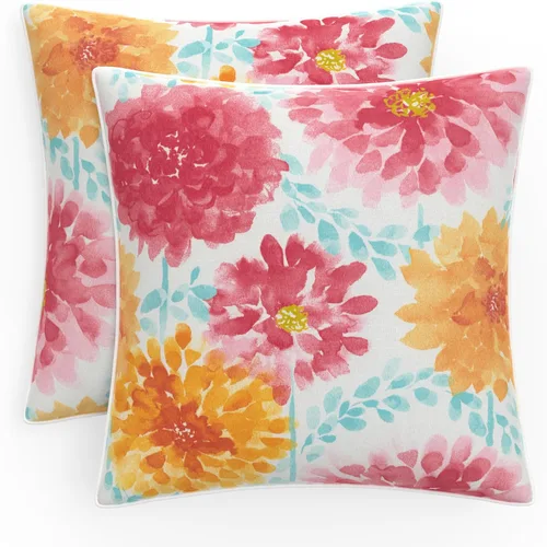 Miniatura 11 de Pillow Perfect - Cojines decorativos florales brillantes para interiores/exteriores, 2 unidades, lumbar - 11.5 x 18.5 pulgadas, verde/rojo Zoe
