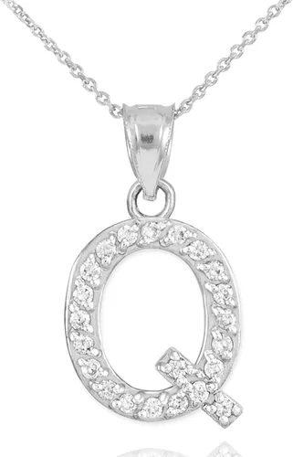 Miniatura 15 de Claddagh Gold . Collar con colgante de letra inicial de plata de ley 925 con circonita cúbica - Elección de tamaños