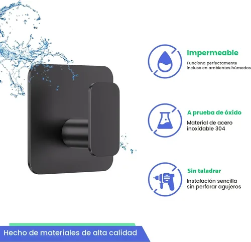 Miniatura 3 de Aikzik Ganchos Negros para Colgar de Servicio Pesado, Ganchos Adhesivos para Ducha, Baño, Cocina, Bata, Toalla, Abrigo, Gancho Impermeable y Negro 4