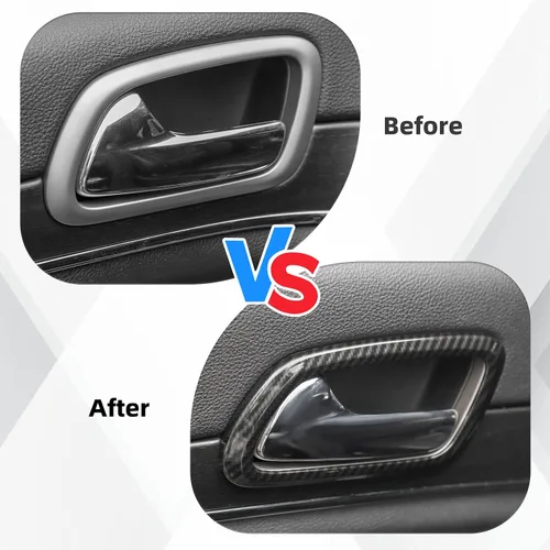 Miniatura 2 de Kit de anillo de ajuste de cubierta de manija de puerta interior de fibra de carbono, 4 piezas para Jeep Grand Cherokee 2011-2019