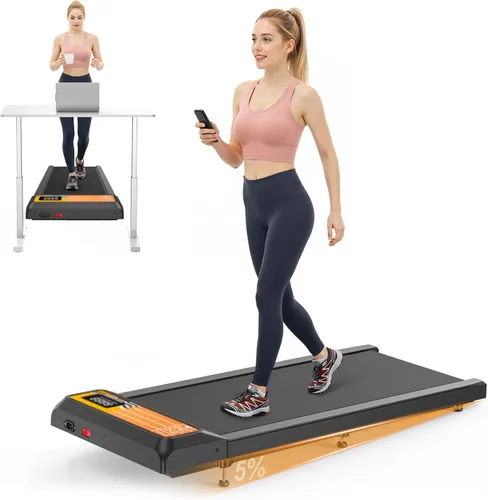 Almohadilla para caminadora con 0-5% de inclinación, 2.5 HP compacta para debajo del escritorio para oficina en casa, alfombrilla pequeña y Pista
