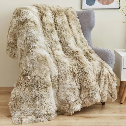 Miniatura 21 de GONAAP Manta de Tiro de Piel Sintética Mullida Tamaño Twin Rosa Claro Súper Suave Acogedora Felpa Mullida Lanuda para Sofá, Sillón o Cama