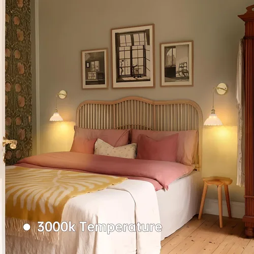 Miniatura 5 de Shenmoyl, aplique de pared que funciona con pilas con pantalla de vidrio de lirio de los valles blanco ajustable, cadena retro, lámpara de pared