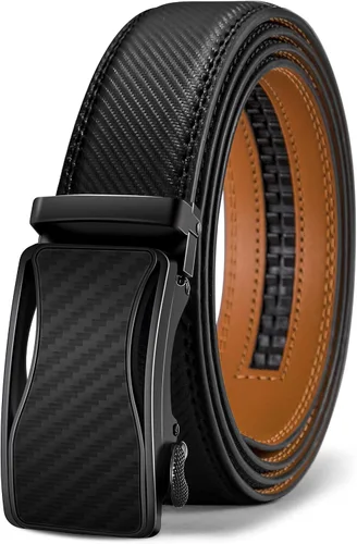 BULLIANT Cinturón de trinquete para hombre, cinturón deslizante ajustable de cuero para hombre, pantalón casual de 1 38 pulgadas, tamaño ajustable