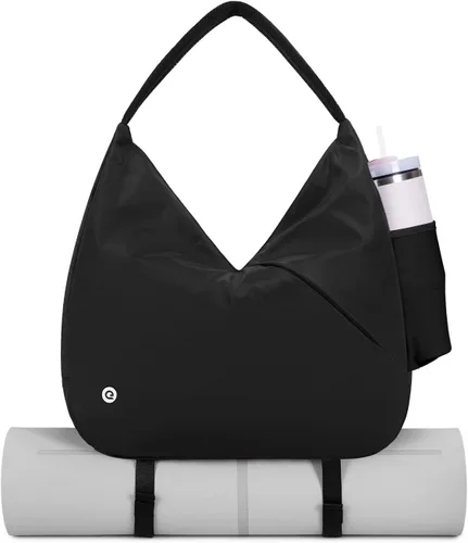 Ceneda Bolsa de gimnasio grande para mujer, bolsa de lona deportiva con soporte oculto para esterilla de yoga y compartimento para zapatos, bolsa de