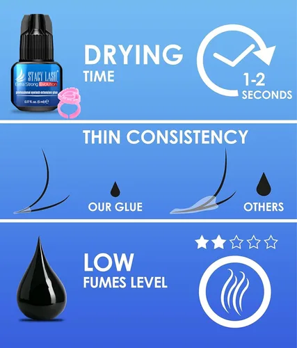Miniatura 5 de STACY LASH Pegamento de extensión de pestañas de evolución extra fuerte (0.17 onzas líquidas/0.2 fl oz), secado de 0.5 a 1 segundo/retención – 8