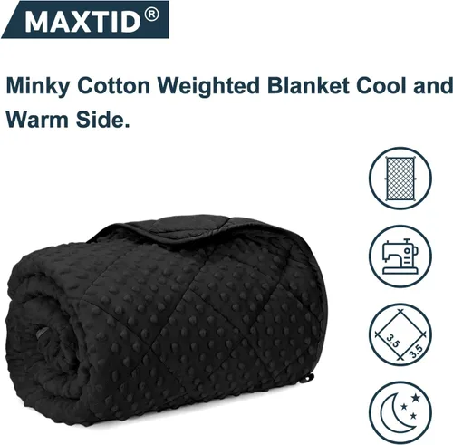 Miniatura 7 de MAXTID Manta con Peso para Niños de 3 Libras Mantas Pesadas Reversibles Negras 36"x48" Manta Cálida Hush Regalos Negro