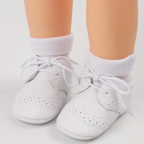 Miniatura 5 de Zapatos de bebé para niños y niñas, suela suave, antideslizante, de piel sintética, para bautizo, zapatos de bautizo, zapatos de cuna para recién