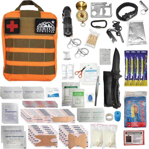 Miniatura 7 de Kit de supervivencia y primeros auxilios Molle de 250 piezas, equipo de emergencia al aire libre y bolsa de trauma para camping, senderismo, caza