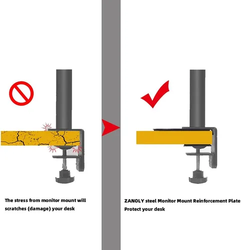 Miniatura 2 de Placa de refuerzo para montaje en monitor de acero, placa de refuerzo para brazo de monitor para mesas frágiles, placa de refuerzo para montaje