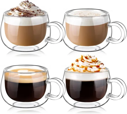Miniatura 8 de Glastal Calidad Alemana 4 Oz Tazas de Espresso de Vidrio Aislada de Doble Pared, Tazas de Café Espresso, Tazas de Espresso Dobles, Tazas Demitasse