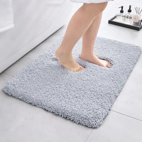 Miniatura 39 de Alfombras de baño antideslizantes, lavables, ultra gruesas, suaves, de microfibra absorbente, de látex de espuma de alta densidad, con respaldo Beige