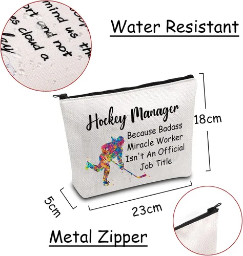 Miniatura 2 de JXGZSO Bolsa de maquillaje de hockey Because Badass Miracle Worker Isn't an Official Job Title Hockey Lover Hockey Player Manager Regalo
