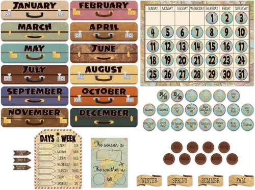 Miniatura 2 de Teacher Created Resources Tablero de anuncios de calendario Travel The Map (TCR8567)