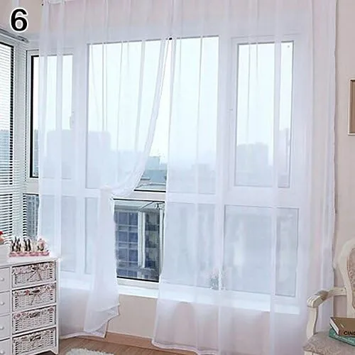 Miniatura 13 de Cenefas de Gauzy ligeras Cortina de ventana de puerta Cortina Sheer Home Wedding Decor - Negro