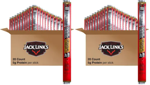 Jack Link's Original Zero Sugar Beef Sticks – Palitos de carne de 0.92 oz – Snacks proteicos listos para comer – 0.18 oz de proteína por porción –