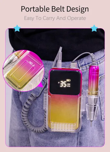 Miniatura 2 de Taladro de uñas, cuidado de uñas de dedos y pies, juego de manicura y pedicura, taladro de uñas profesional portátil con kit de taladro, para salón