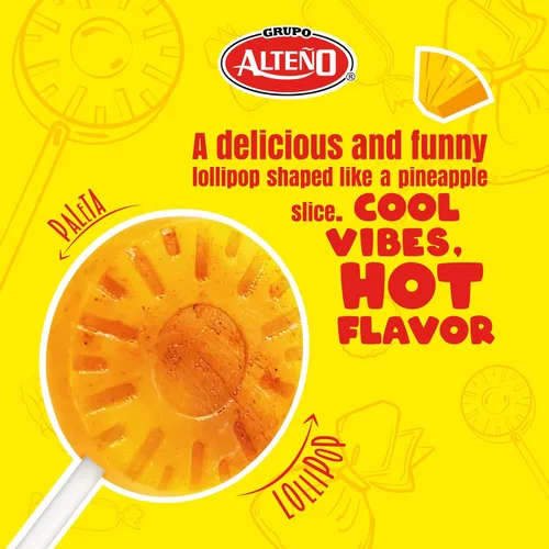 Miniatura 5 de Alteño (Alteno) Super Piña Loca - Paletas de chile y piña, caramelo duro picante estilo mexicano, envueltas individualmente, 40