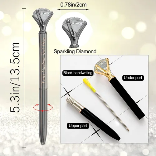 Miniatura 3 de Hasta 100 bolígrafos de diamante personalizados a granel con nombre, bolígrafo de impresión personalizada con logotipo de negocios grabado, mensaje