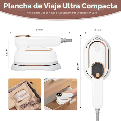 Miniatura 7 de Vaporizador de viaje, vaporizador portátil de 1200 W para ropa, calentamiento rápido de 10 segundos, plancha a vapor para ropa con LED, mango