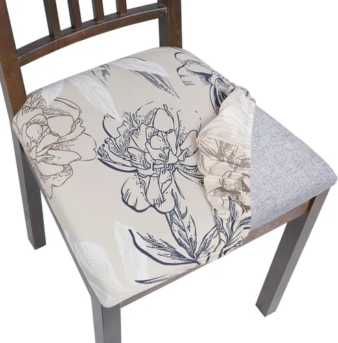 Miniatura 12 de SearchI Fundas de Asiento para Sillas de Comedor Elásticas con Estampado Juego de 6 Fundas de Asiento de Silla, Protector de Cojín de Silla Tapizada