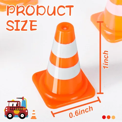 Miniatura 4 de Alyoen 30 piezas conos de tráfico mini de 1", pequeños conos naranjas en miniatura, pequeño juguete navideño para niños, juguete de cono de bloque