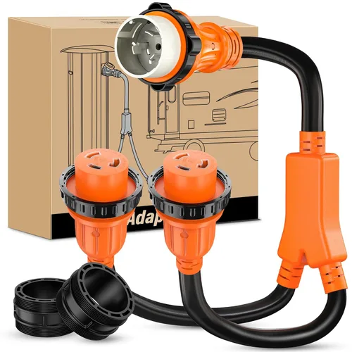 Miniatura 60 de Nilight - 50033R Adaptador de enchufe RV de 18 pulgadas, 50 amperios a 30 amperios, adaptador eléctrico de Dogbone de alta resistencia con mango 115G