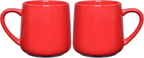 Bosmarlin Juego de 2 tazas de café de cerámica brillante, taza de té para oficina y hogar, 18 onzas, adecuadas para lavavajillas y microondas (rojo,