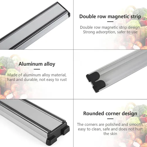 Miniatura 5 de MEKBOK Kitchens - Barra magnética de aluminio para cuchillos, libre de óxido (16 pulgadas)