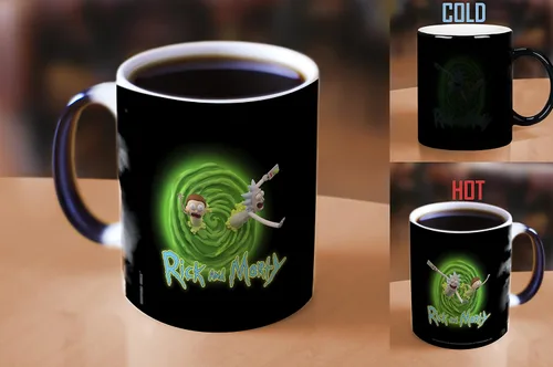 Miniatura 4 de Morphing Mugs Rick and Morty – 3D Green Portal – Una taza de cerámica que cambia de color de 11 oz – Imagen revelada cuando se añade líquido