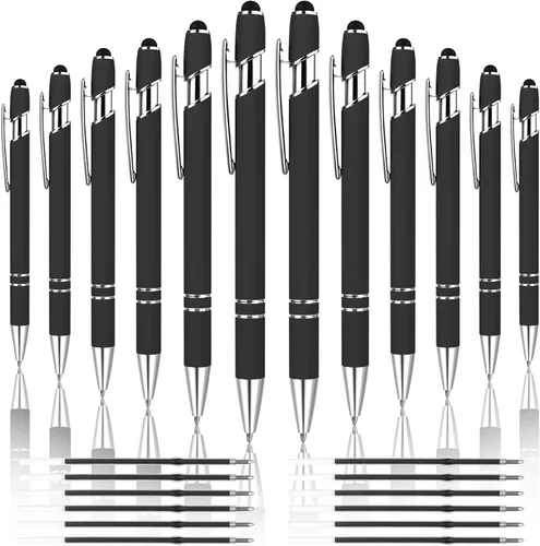 Miniatura 15 de 12 PCS Bolígrafos 2 en 1 con Punta Stylus, Bolígrafo de Metal con Tinta Negra de 1.0 mm, Stylus para Pantallas Táctiles (Oro Rosa y Azul Claro)