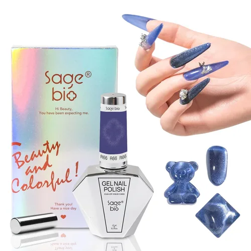 Miniatura 16 de Esmalte de uñas de gel de ojo de gato con barra magnética, 15ml de esmalte de uñas holográfico con purpurina, efecto magnético para manicura DIY