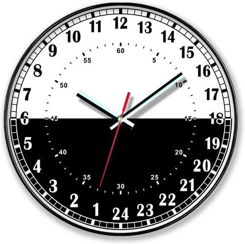 Miniatura 8 de Reloj de pared de 24 horas, reloj de pared redondo de 12 pulgadas, fácil de leer, esfera blanca, estilo moderno y simple, reloj de decoración