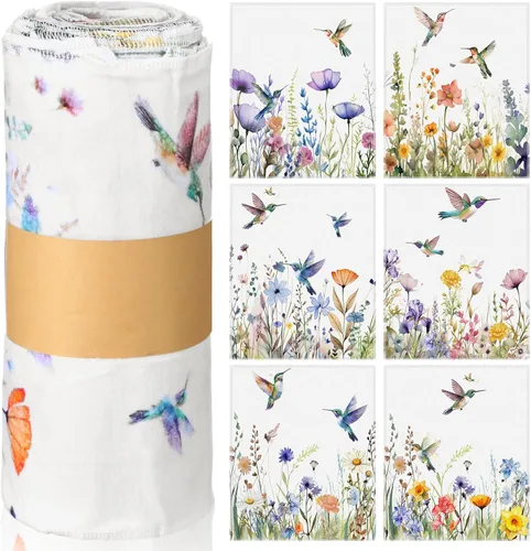 Miniatura 10 de Paquete de 36 paños de limpieza reutilizables de algodón lavables de flores brillantes para el hogar (color nitid)