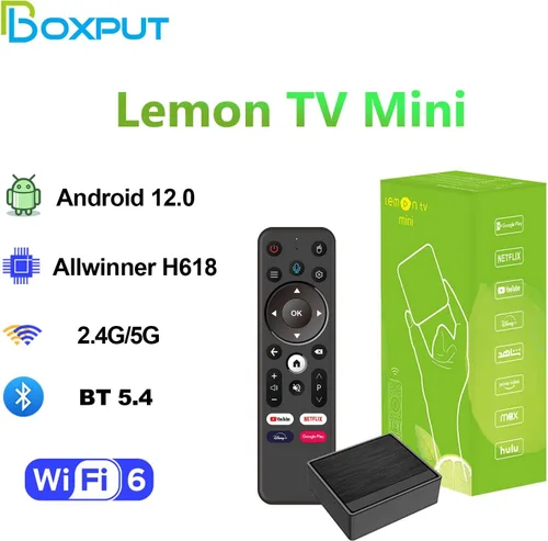Miniatura 4 de BOXPUT Mini Android TV Box 12.0 Lemon TV Caja pequeña 4K Smart TV Box 2026 con control remoto por voz BT - BT5.4, 2 GB / 16 GB, Allwinner H618