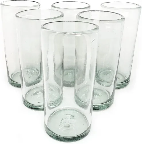 Miniatura 21 de Clear Blown - Juego de 6 vasos de 10 onzas, cristalería mexicana hecha a mano, vidrio reciclado, sin plomo ni toxinas (mezclador)