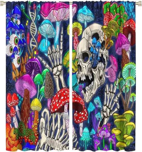 Miniatura 10 de Cortinas góticas de bosque de cuervos, para Halloween, espeluznante, negro, cuervo negro, alas oscuras, suspenso, con bolsillo para barra, cortinas
