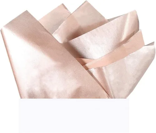 UNIQOOO 40 hojas de papel de seda metálico de gran tamaño 20x26, oro rosa champán dorado de primera calidad, papel de regalo para regalos a granel -