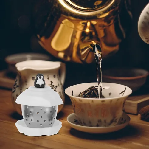 Miniatura 9 de Luxshiny Filtro de té de pingüino reutilizable de acero inoxidable para hojas sueltas más empinadas de 2.36 x 1.96 x 1.96 pulgadas, infusor