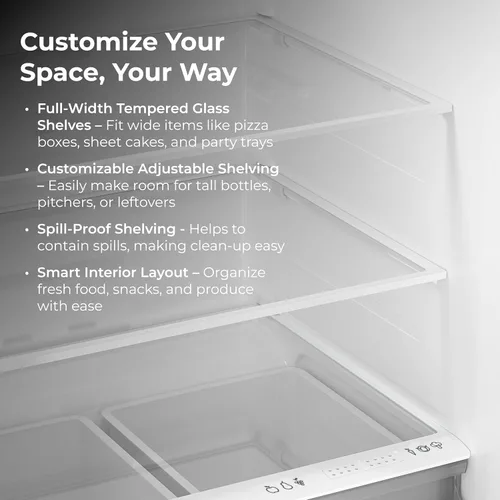 Miniatura 5 de Kenmore Refrigerador de montaje superior de 33" con congelador - Estanterías ajustables, cajones con control de humedad, máquina de hielo opcional